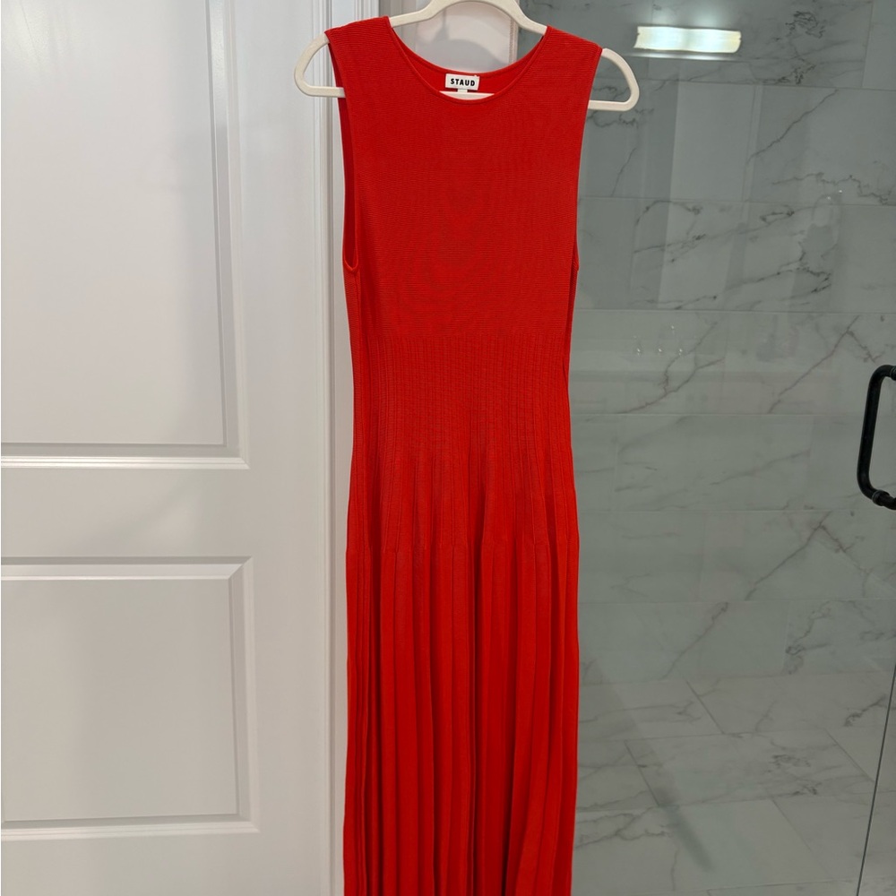 STAUD ELYSE DRESS RED ROSE Size Medium - Picture 5 of 7